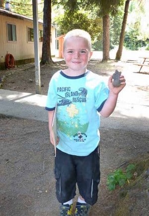 This lad was proud to have found a pumice stone during the Nature Explore event.